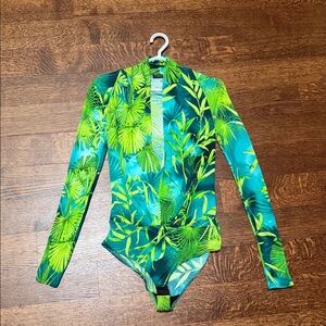 Versace iconic green jungle print body suit